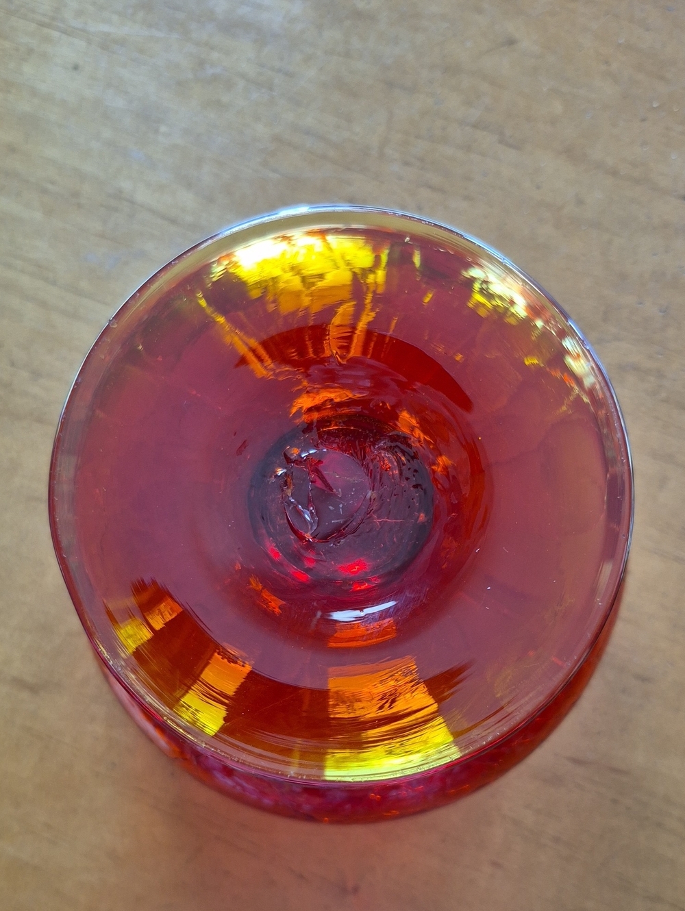 Vtg. Blenko Crackle Amberina Wayne Husted Footed Compote - Picture 3 of 8